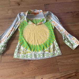 Tory Burch Floral and Geometric Print Blouse